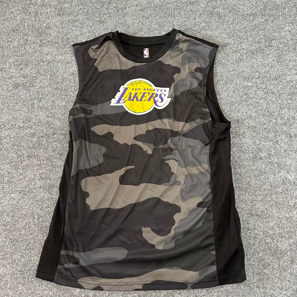 NBA Tank Top Mens Size Large Lakers Camo Black Sleeveless Athletic Basketball